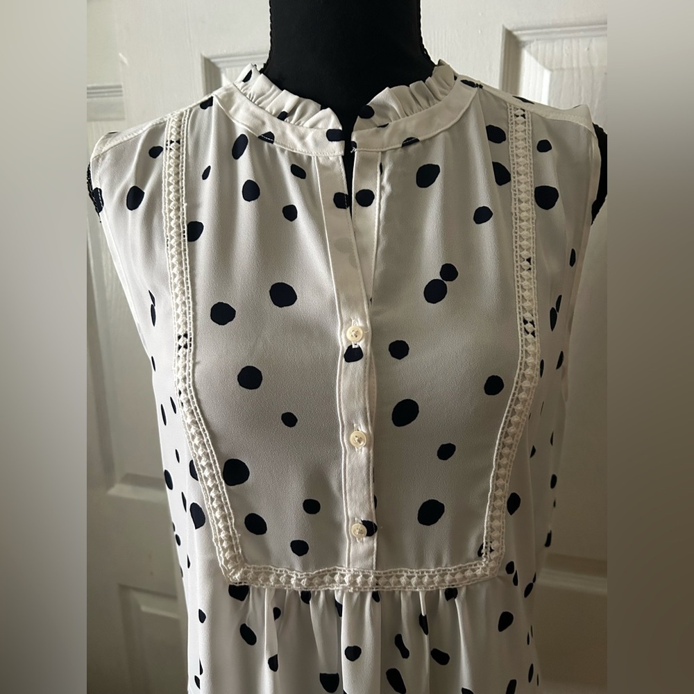LOFT size medium black and white polka dot blouse
